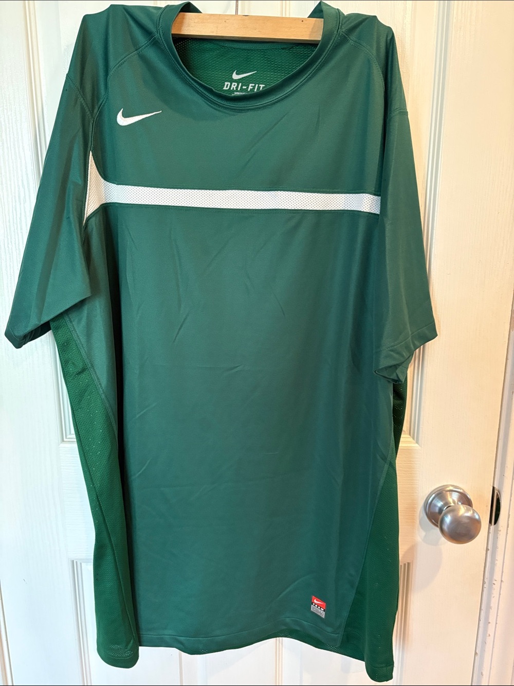 Nike Green Men’s Dri-FIT Athletic Jersey with White Stripe